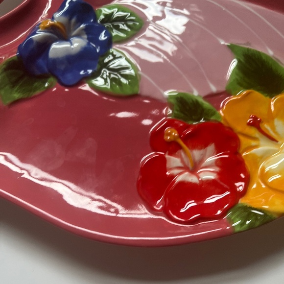 Pier 1 Imports Pink Flamingo/Tropical Florida Design Plate/Tray-Hand Painted - Picture 7 of 7